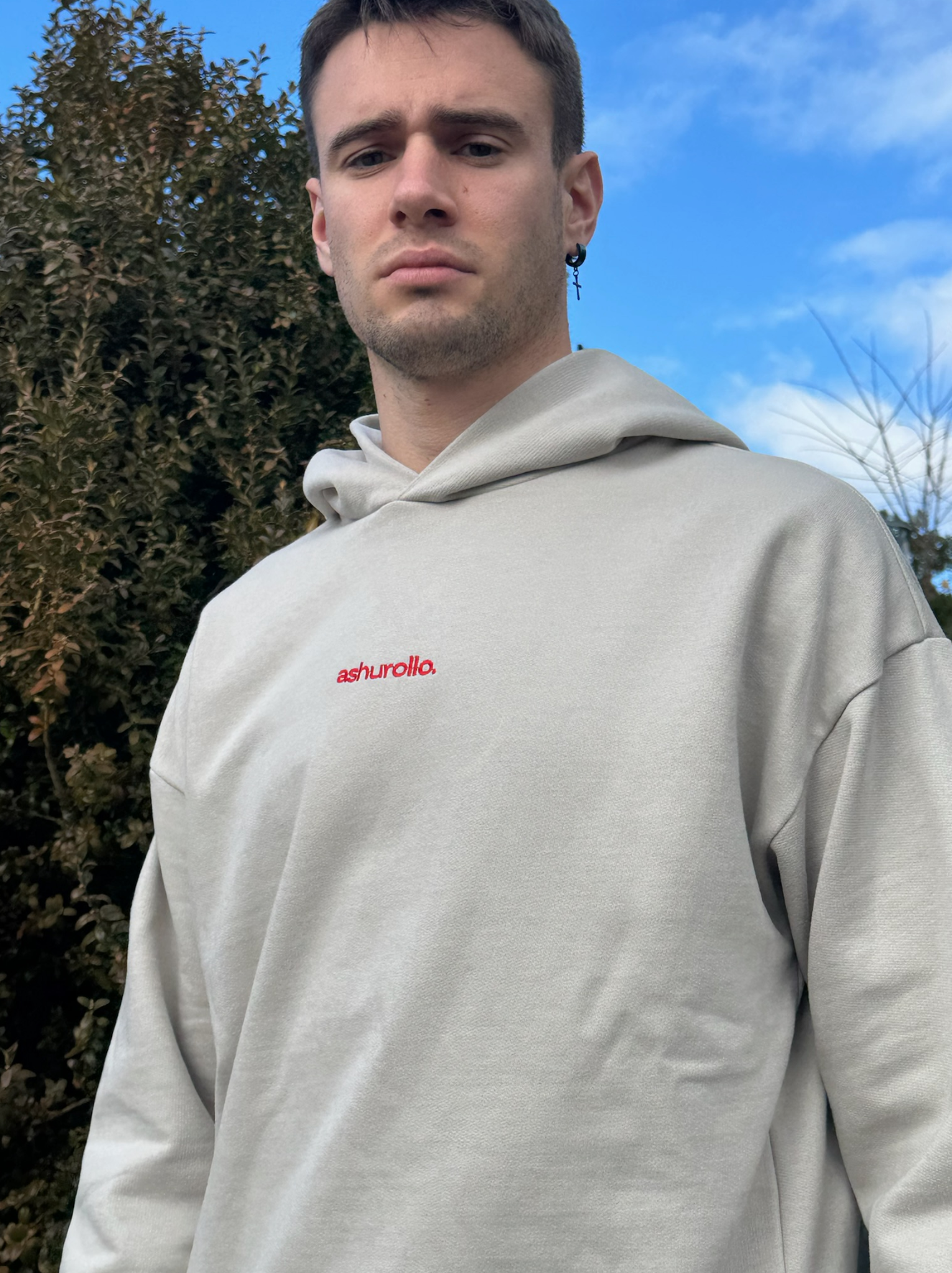 Sudadera A TU ROLLO. Beige Crema & Rojo